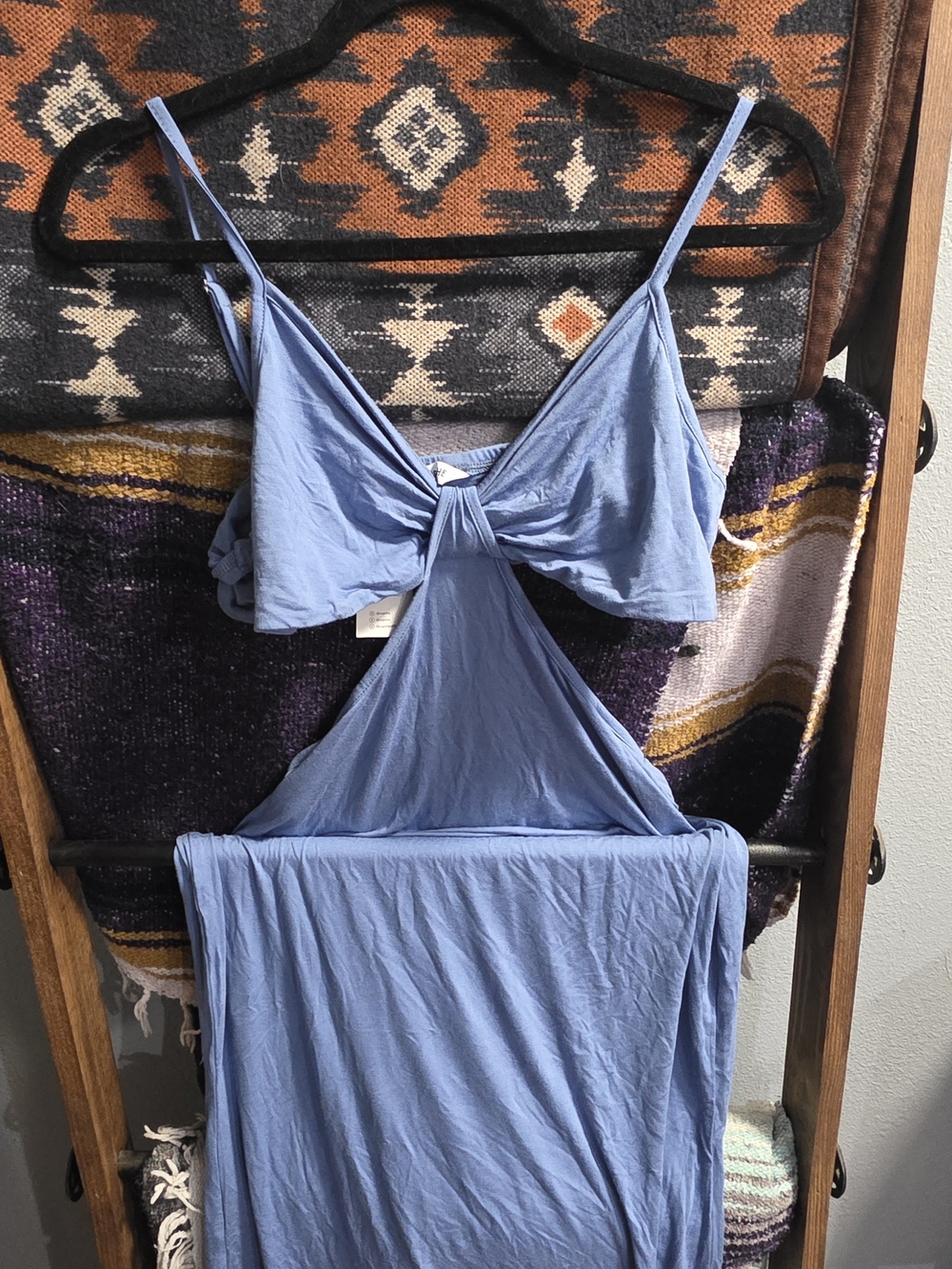 Cupshe Sky Blue Maxi Dress with Knotted Front Cutout
